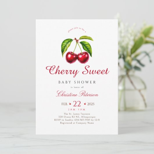 Cherry Heart-Baby shower Kaart (Staand voorkant)