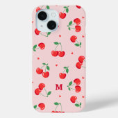 Cherry Hearts Aangepaste naam Monogram Case-Mate iPhone Case (Achterkant)