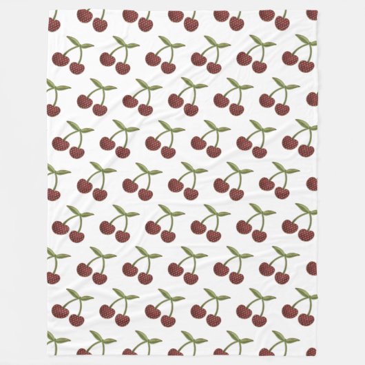 Cherry Illustrated Pattern on White Fleece Deken (Voorkant)
