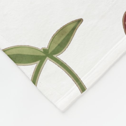 Cherry Illustrated Pattern on White Fleece Deken (Hoek)