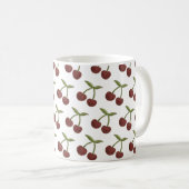  Cherry Illustrated Pattern on White  Koffiemok (Voorkant rechts)