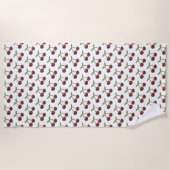  Cherry Illustrated Pattern on White Strandlaken (Voorkant)