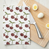  Cherry Illustrated Pattern on White Theedoek (Quarter Fold)