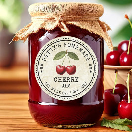 Cherry jam canning label  stijl