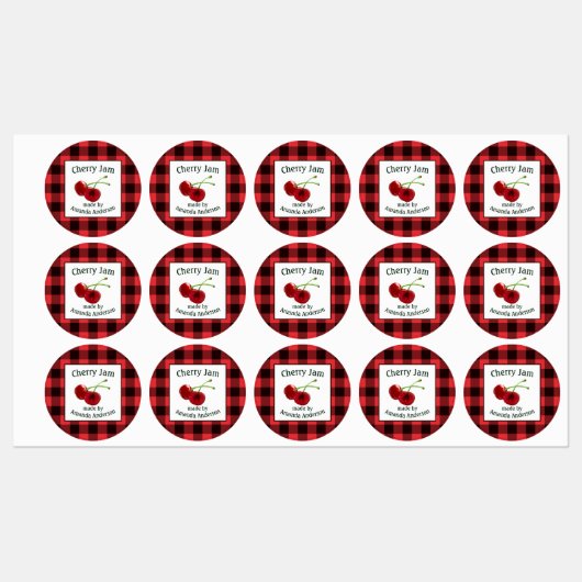 Cherry Jam Cherries Plaid C Eten Label (Vel)