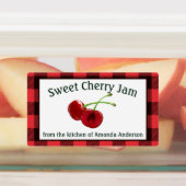 Cherry Jam Cherries Plaid Food Étiquette (Apposé)