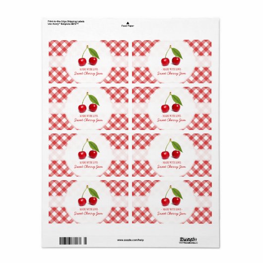 Cherry Jam étiquette (Feuille entière)