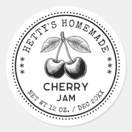 Cherry jam inblikken sticker in zwart-wit