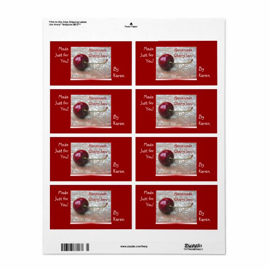 Cherry Jam label (Full Sheet)
