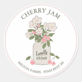Cherry Jam Mason Jar Jelly Ronde Sticker