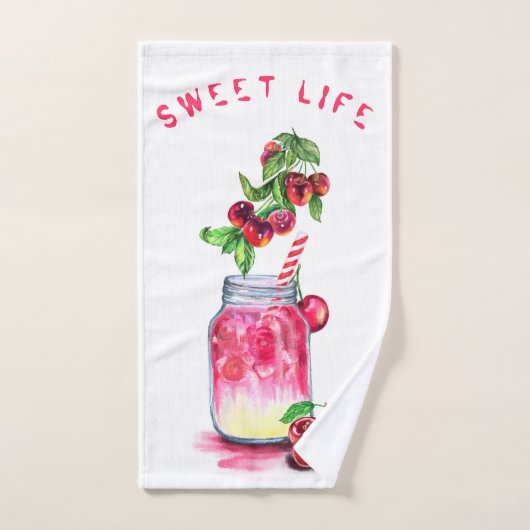 Cherry Juice Cool Drink Fruits Badhanddoeken Bad Handdoek (Handdoek)