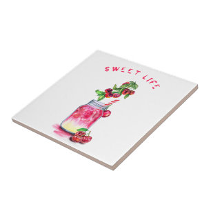Cherry Juice Cool Drink Fruits Ceramic Tegel Tegeltje