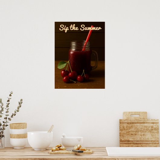Cherry Juice Delight - Sip de zomer Poster (Keuken)