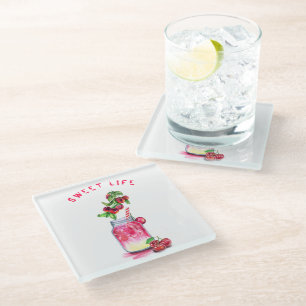 Cherry Juice Drink Glass Onderzetter o Aangepaste