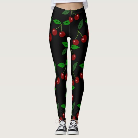 Cherry Kies uw kleur achtergrond Leggings (Voorkant)
