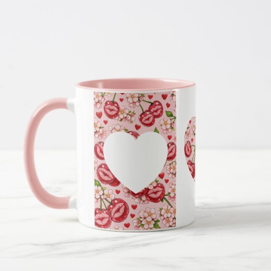 Cherry Kiss Heart Mug (Gauche)