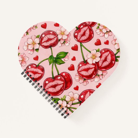Cherry Kiss Heart Notebook Notitieboek (Voorkant)