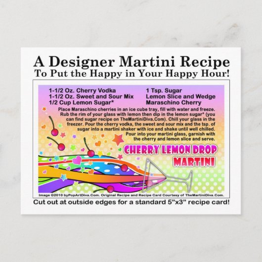 Cherry Lemon Drop Martini Recipe Briefkaart (Voorkant)