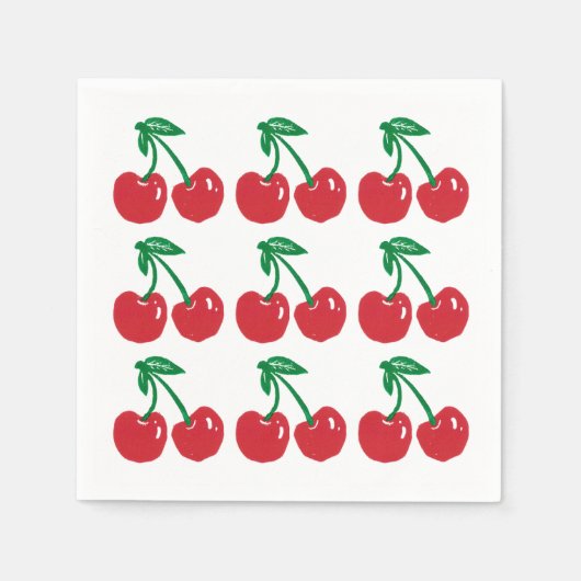 Cherry Linocut Block Print Design Cocktail servett Servet (Voorkant)