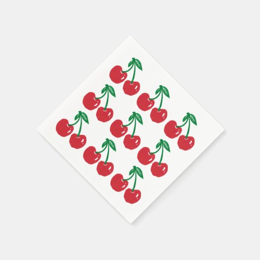 Cherry Linocut Block Print Design Cocktail servett Servet (Hoek)