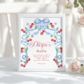 Cherry Luier Raffle Blauwe strik Whimsical Poster