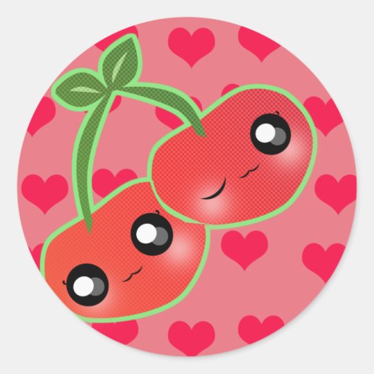 Cherry Luv. Ronde Sticker (Voorkant)