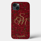 Cherry Luxe met naam en monogram Case-Mate iPhone Case (Achterkant)