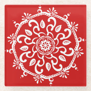 Cherry Mandala Glazen Onderzetter