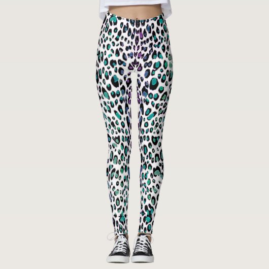 Cherry Mint Leopard Spots Animal Print Leggings (Voorkant)