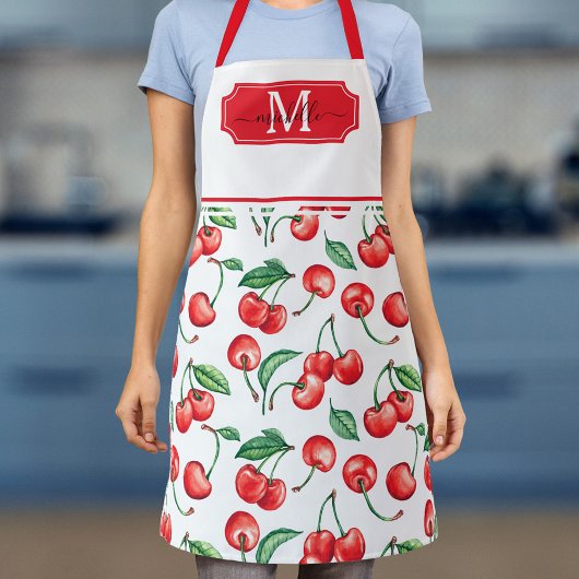 Cherry Monogram Initiaal Schort