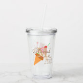 Cherry Neapolitan Ijs Monogram Aangepaste Tekst Acryl Drinkbeker (Achterkant)