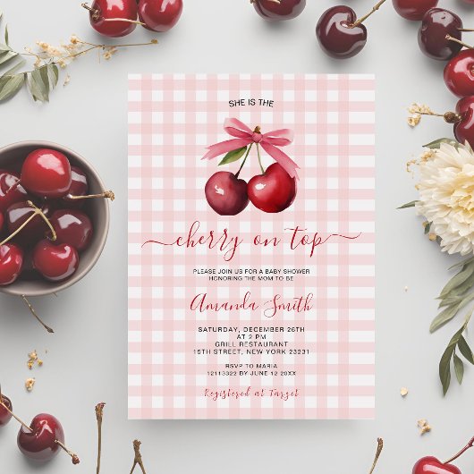 Cherry On Top avec Baby shower Bow Invitation