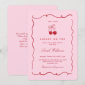 Cherry on Top Baby Shower Girl Invitation (Devant / Derrière)