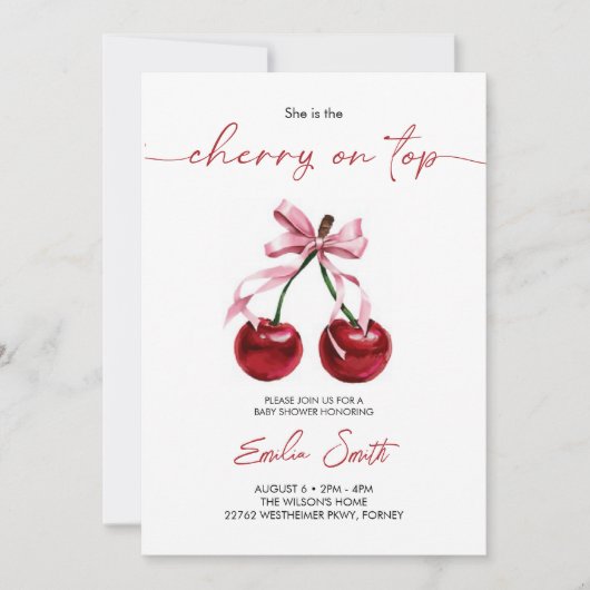 Cherry on Top Baby shower Invitation (Devant)