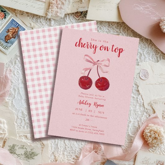Cherry on Top Baby Shower Invitation