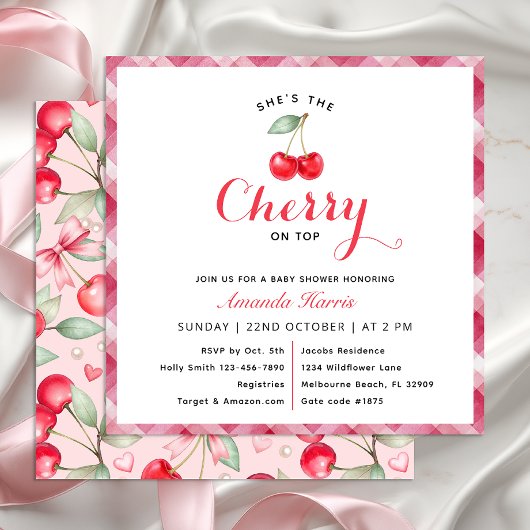 Cherry on Top Baby shower Invitation