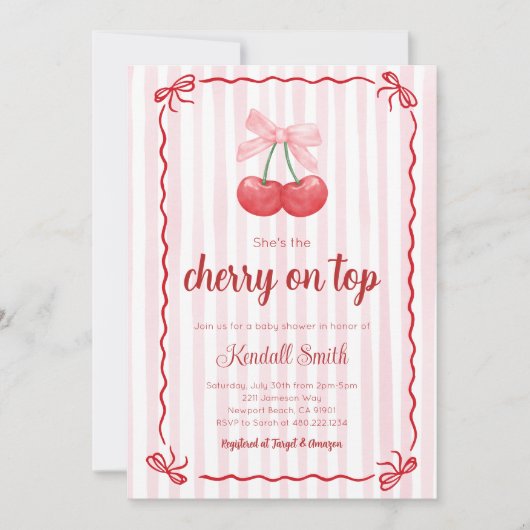 Cherry on top baby shower Invitation (Devant)
