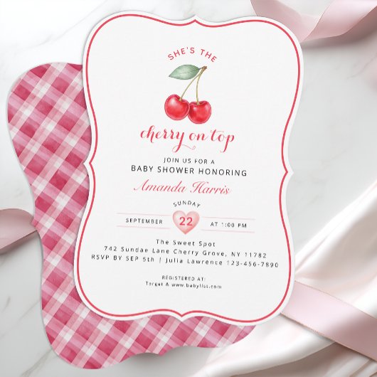 Cherry on Top Baby shower Invitation Girl