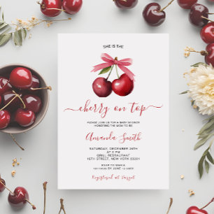 Cherry on Top Baby shower Invitation Kaart