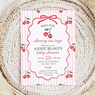 Cherry on Top Baby shower Invitation Kaart