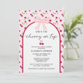 Cherry On Top Bridal Shower Coquette Bow Kaart (Staand voorkant)