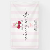 Cherry On Top Bridal Shower Coquette Bow Stripes Spandoek (Verticaal)