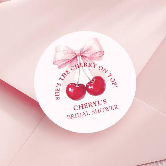 Cherry on Top Bruidsfeest Ronde Sticker