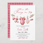 Cherry on Top clothesline Baby Shower Kaart (Voorkant / Achterkant)