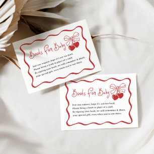 Cherry On Top Coquette Baby shower Boeken voor Bab Informatiekaartje