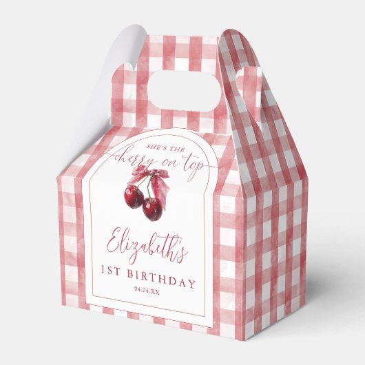 Cherry On Top Coquette Bow Birthday Bedankdoosjes (Voorkant Zijde)