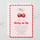 Cherry on Top Girl Baby shower Invitation (Devant)