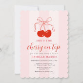 Cherry on Top Girl Baby shower Invitation (Devant)