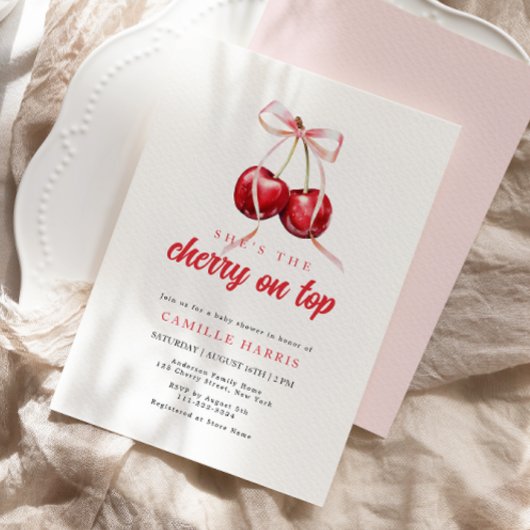 Cherry on Top Girl Baby shower Invitation
