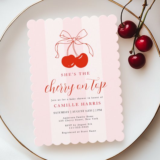 Cherry on Top Girl Baby shower Invitation